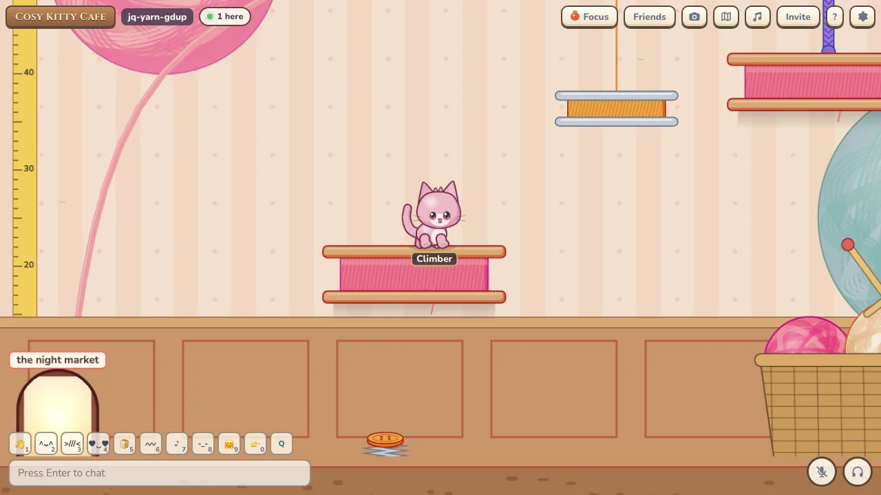 A cat climbing during a jump quest with the timer running